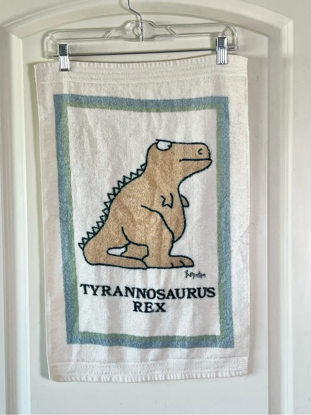 VTG Sandra Boynton Martex Dinosaur Hand Towel 80s Tyrannosaurus Rex USA